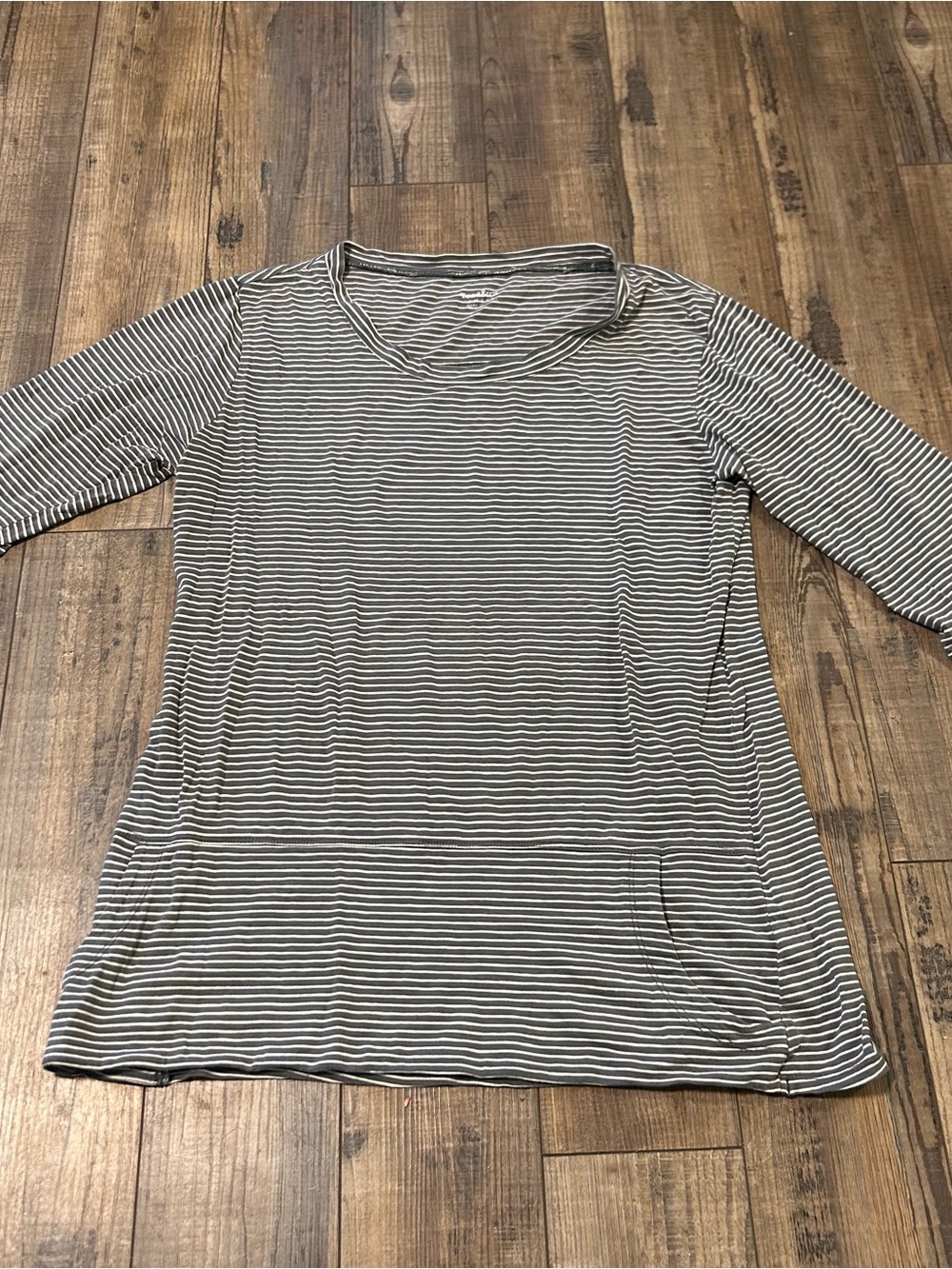 Toad & Co Tunic Top Small Gray White Stripes Womens Pockets Slub Knit